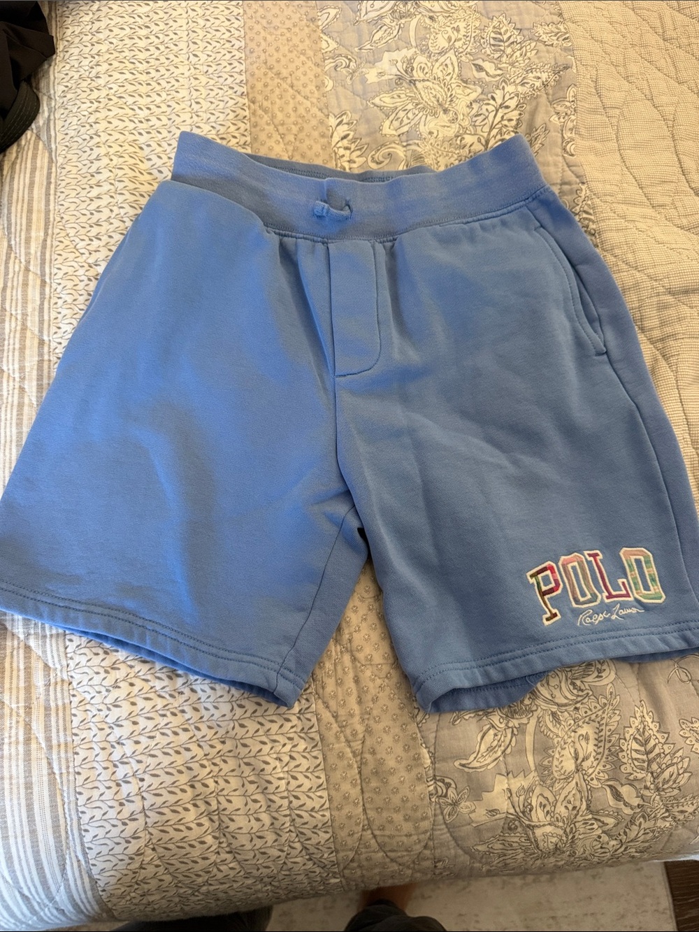 Boys Polo by Ralph Lauren Blue Cotton Athletic Shorts with Embroidered Logo